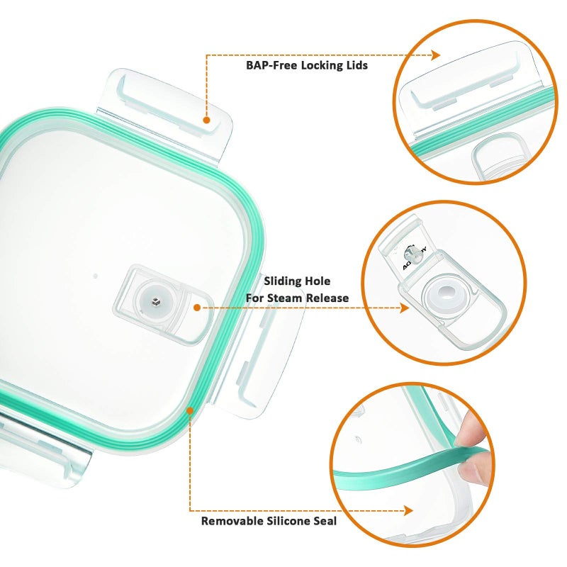 YEBODA Glass Food Storage Containers with Airtight Snap Locking Lids BPA Free Meal Prep Container Set For Home Kitchen Restaurant - Freezer, Microwave, Oven, Dishwasher Safe [28oz, 4 Pack] - Image 5